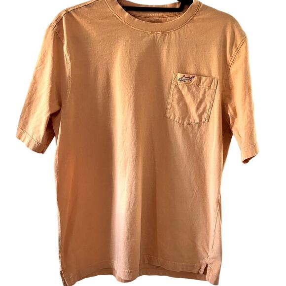 GREG NORMAN Men's Shark Chest Pocket Peach Soft Cotton Short Sleeve T-Shirt Sz M - Picture 1 of 6